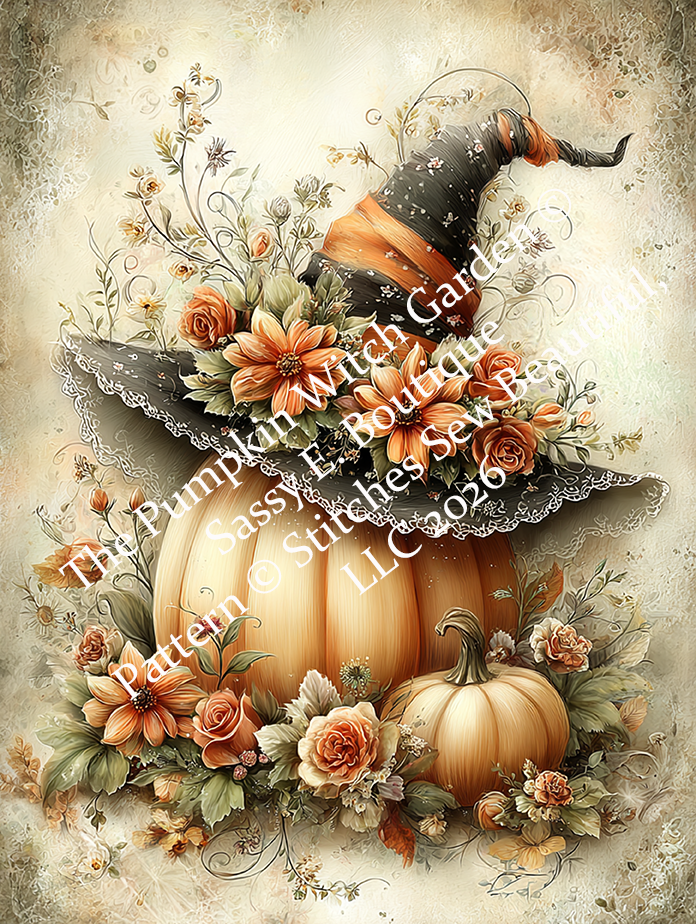 "The Pumpkin Witch Garden" cross stitch pattern by Sassy E. Boutique