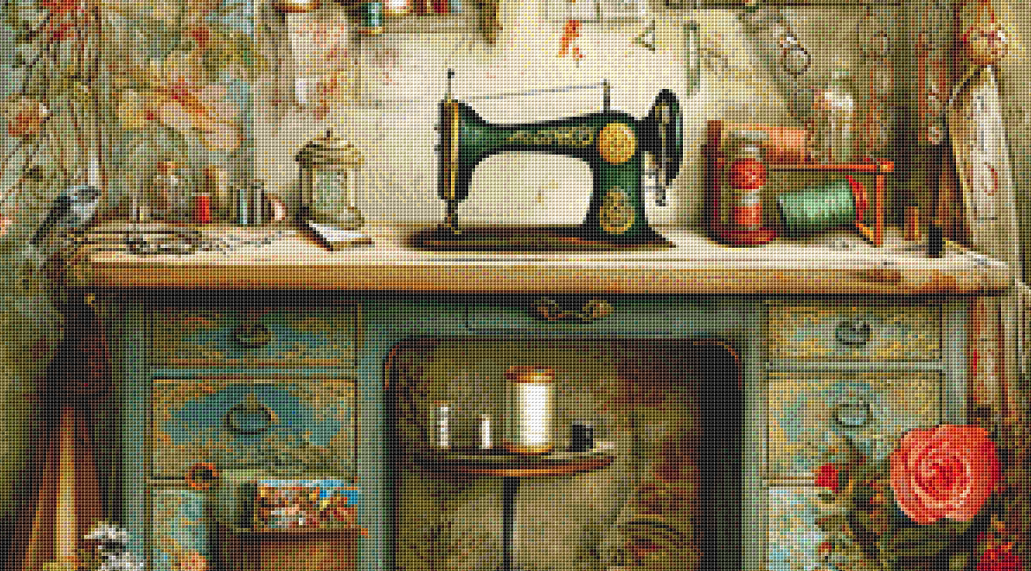The Sewing Room cross stitch pattern by Bryna T. Art & Design