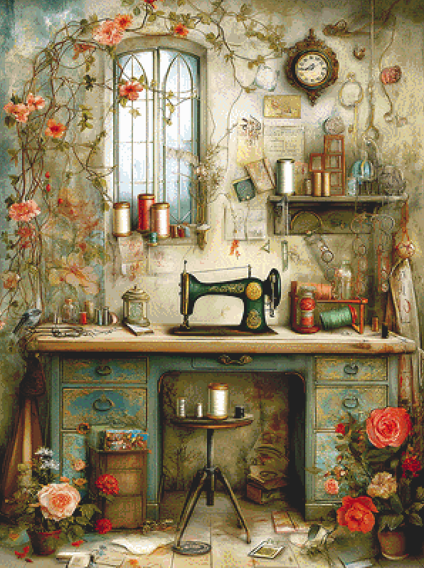 The Sewing Room cross stitch pattern by Bryna T. Art & Design