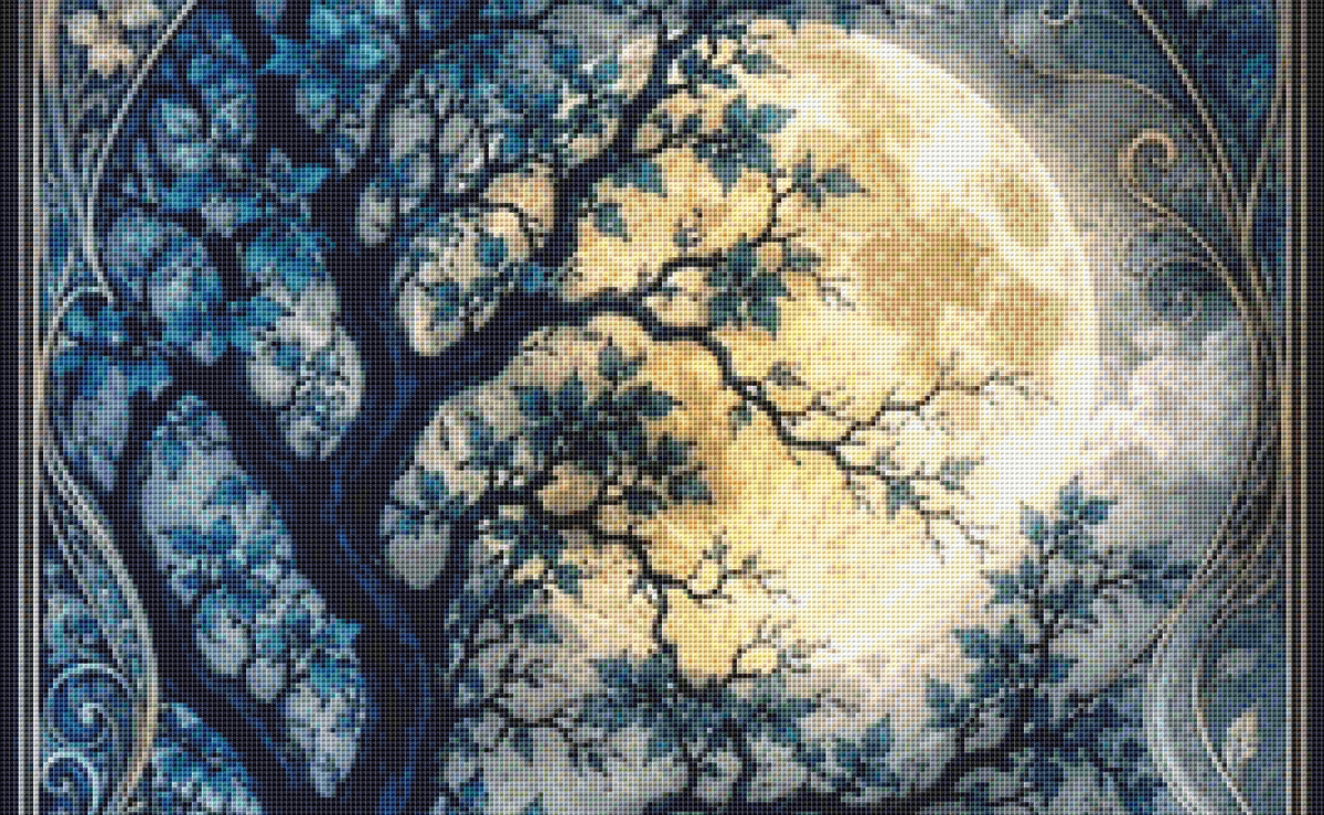 "The Whispering Moon" cross stitch pattern by T. Langan