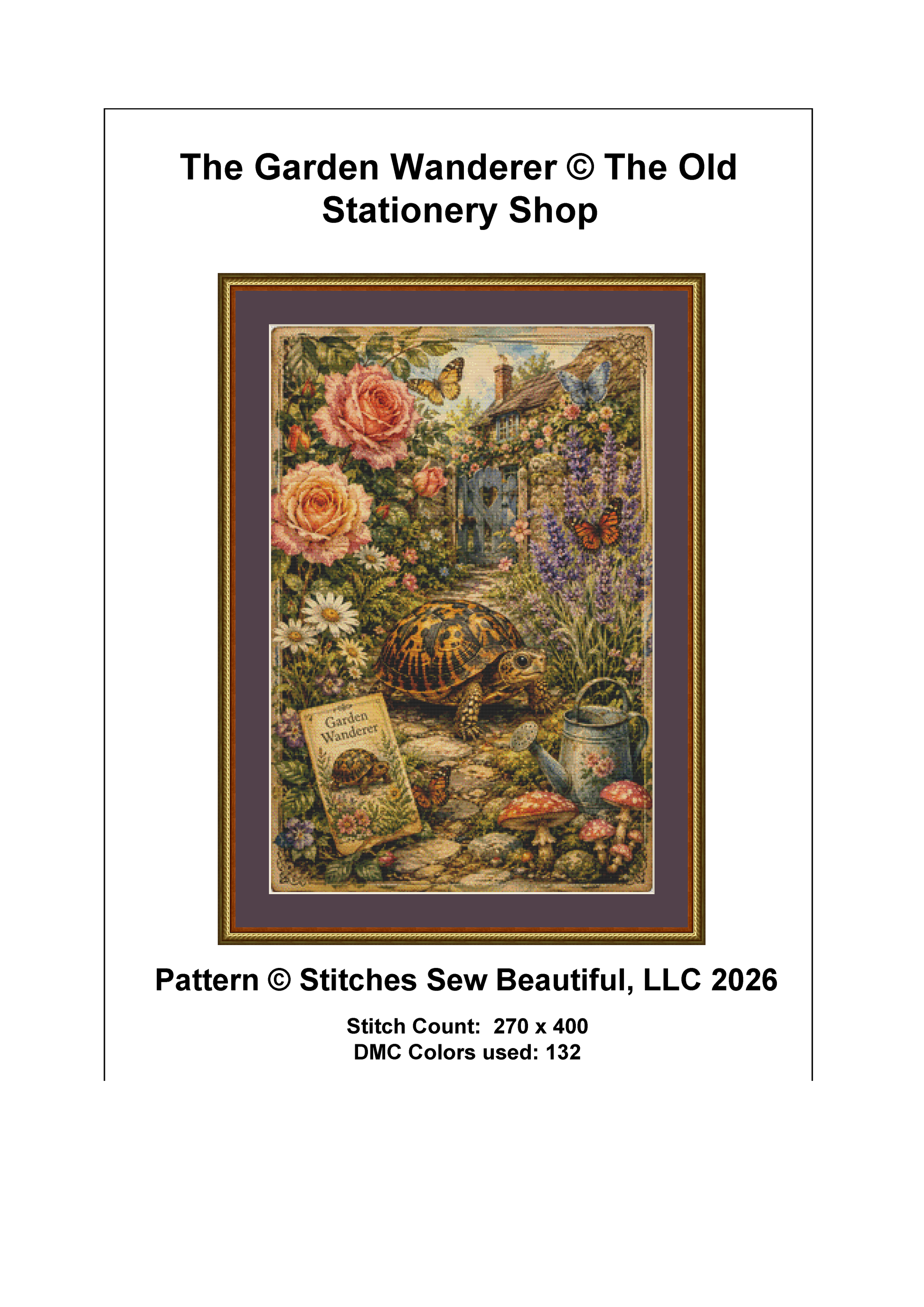 "The Garden Wanderer" cross stitch pattern by The Old Stationery Shop