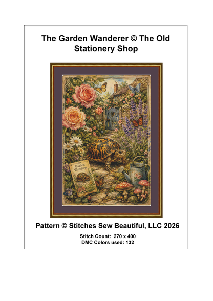 "The Garden Wanderer" cross stitch pattern by The Old Stationery Shop
