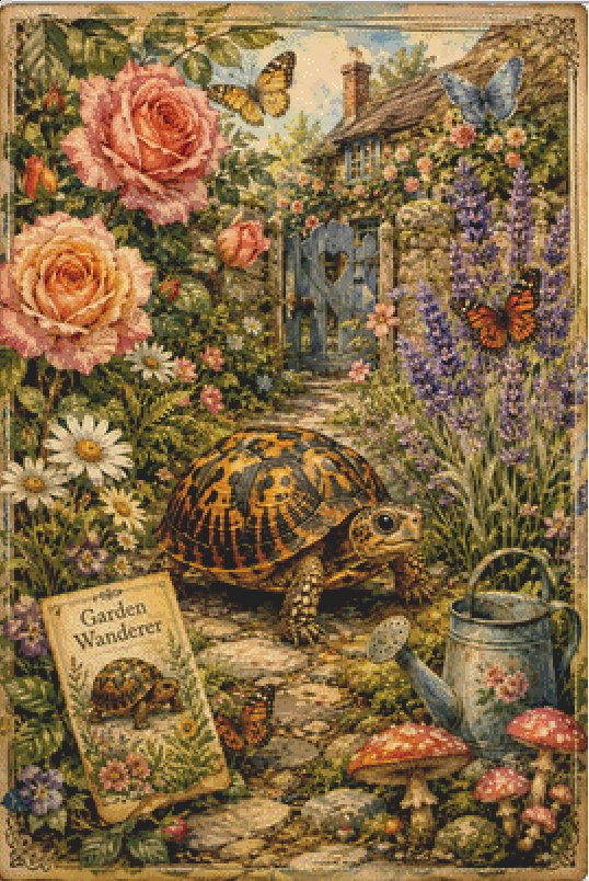 "The Garden Wanderer" cross stitch pattern by The Old Stationery Shop