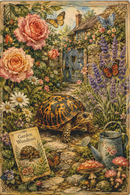 "The Garden Wanderer" cross stitch pattern by The Old Stationery Shop
