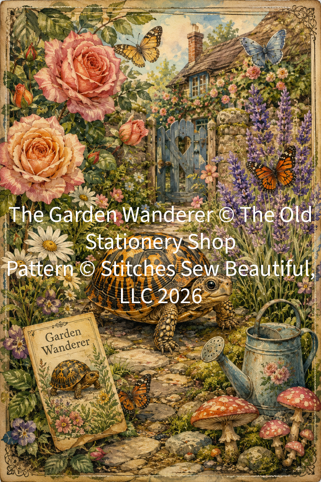 "The Garden Wanderer" cross stitch pattern by The Old Stationery Shop
