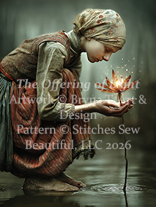 The Offering of Light cross stitch pattern By Bryna T. Art & Design