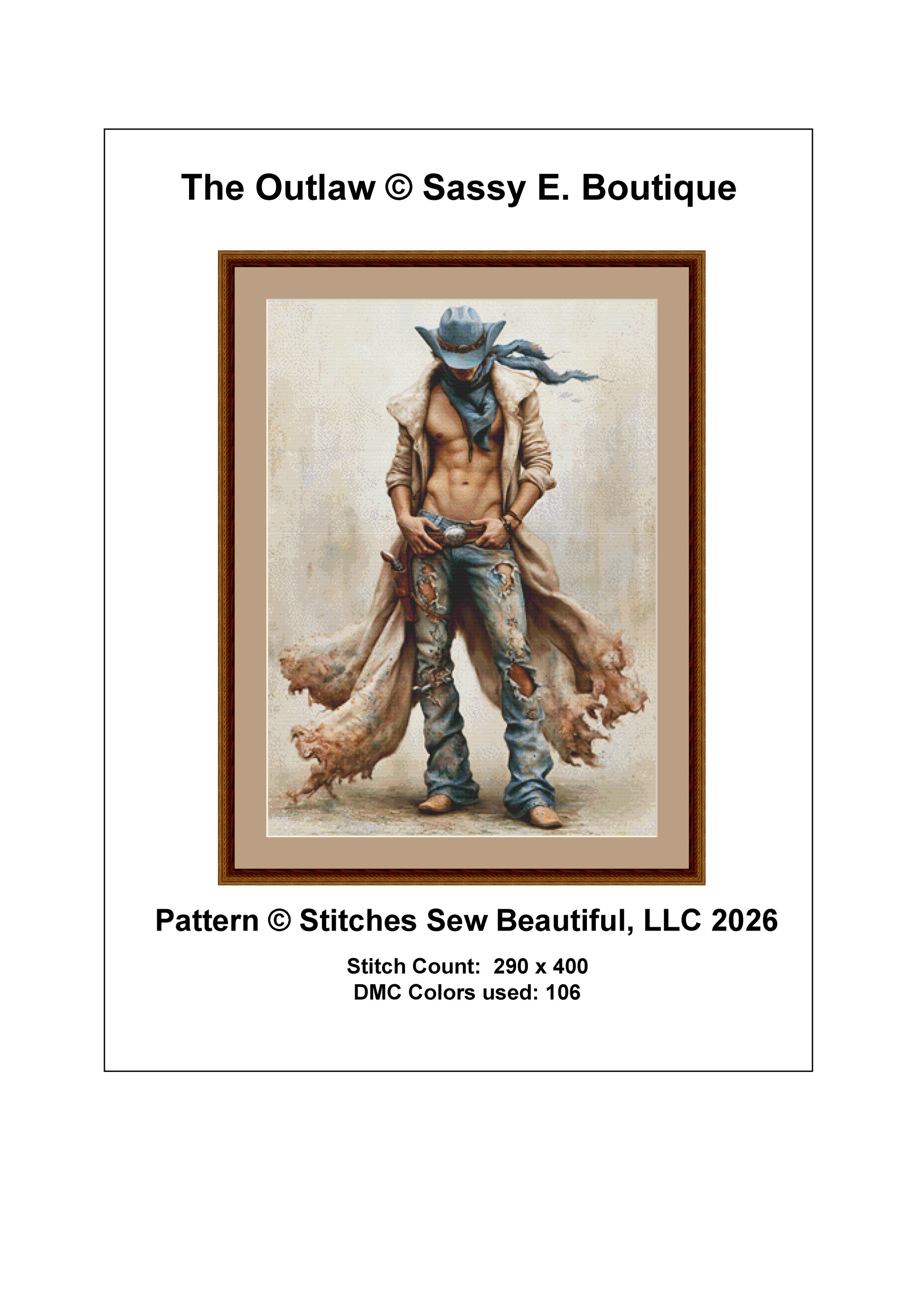 "The Outlaw" cross stitch pattern by Sassy E. Boutique
