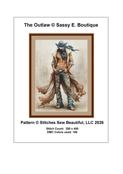 "The Outlaw" cross stitch pattern by Sassy E. Boutique
