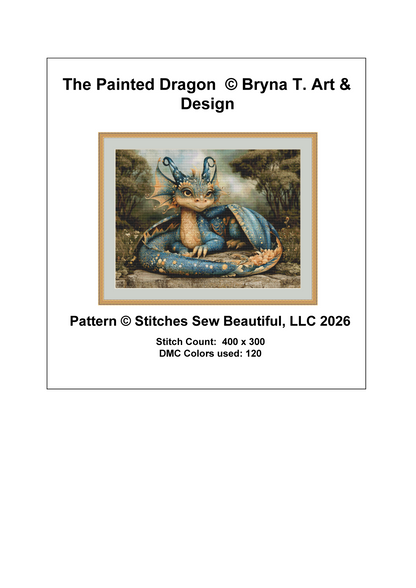 "The Painted Dragon" cross stitch pattern by Bryna T. Art & Design