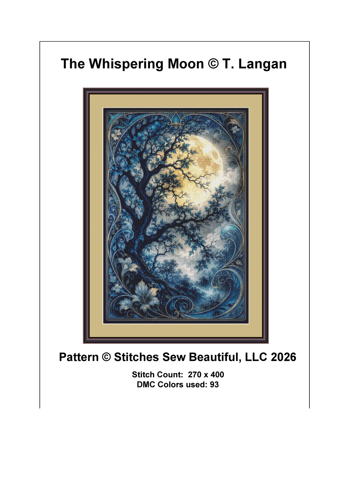 "The Whispering Moon" cross stitch pattern by T. Langan