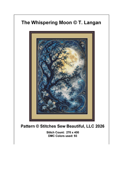 "The Whispering Moon" cross stitch pattern by T. Langan