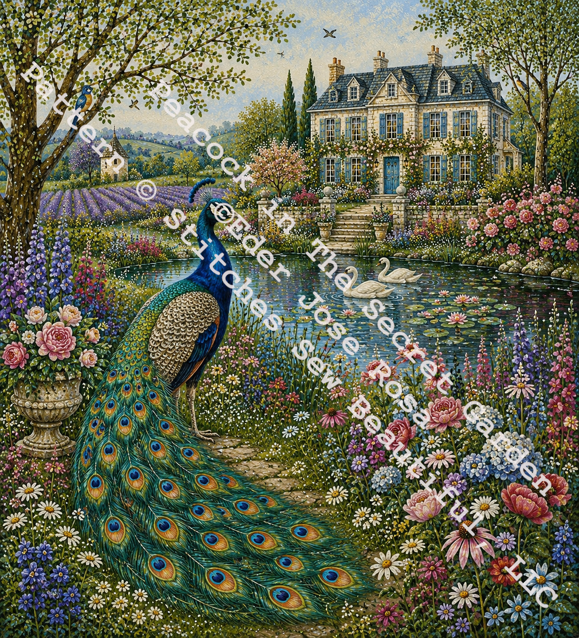 Peacock in The Secret Garden cross stitch pattern by Eder Jose Rosa
