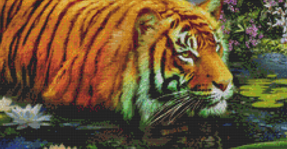 Tiger in Water counted cross stitch pattern by Jan Patrik Krasny, Licensed by MGL, www.mglart.com