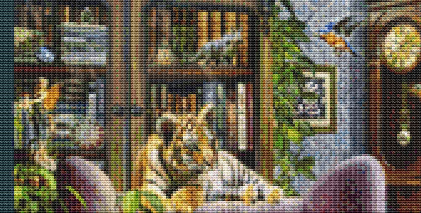 Tigers Coming to Life counted cross stitch pattern by Jan Patrik Krasny, Licensed by MGL, www.mglart.com