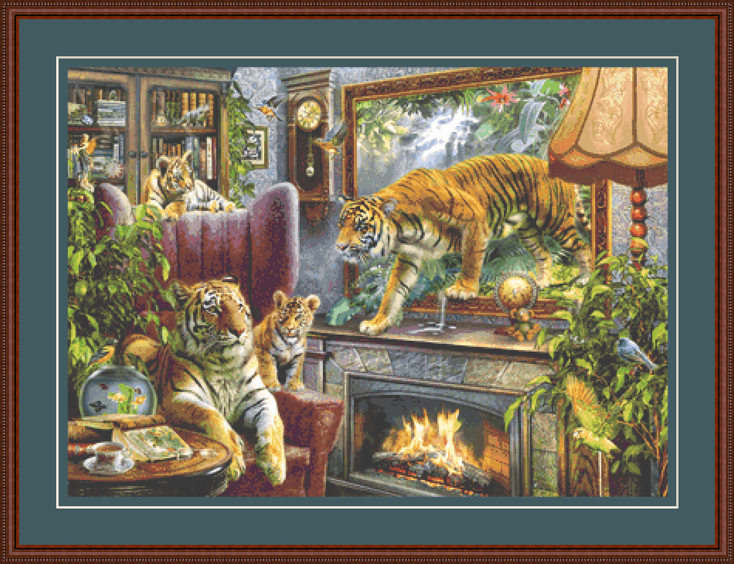Tigers Coming to Life counted cross stitch pattern by Jan Patrik Krasny, Licensed by MGL, www.mglart.com