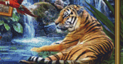 Tigers in Rainforest in Frames counted cross stitch pattern by Jan Patrik Krasny, Licensed by MGL, www.mglart.com