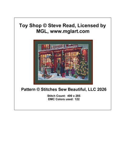 "Toy Shop" counted cross stitch pattern by Steve Read, Licensed by MGL, www.mglart.com