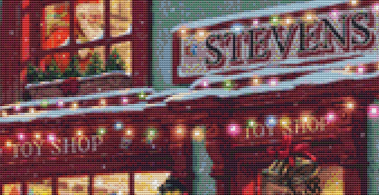 "Toy Shop" counted cross stitch pattern by Steve Read, Licensed by MGL, www.mglart.com
