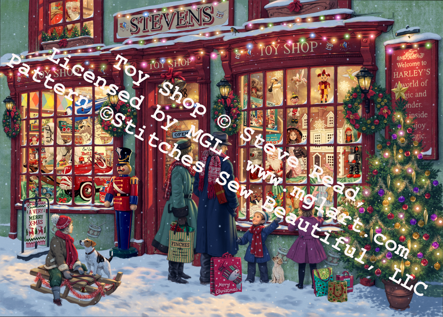 "Toy Shop" counted cross stitch pattern by Steve Read, Licensed by MGL, www.mglart.com