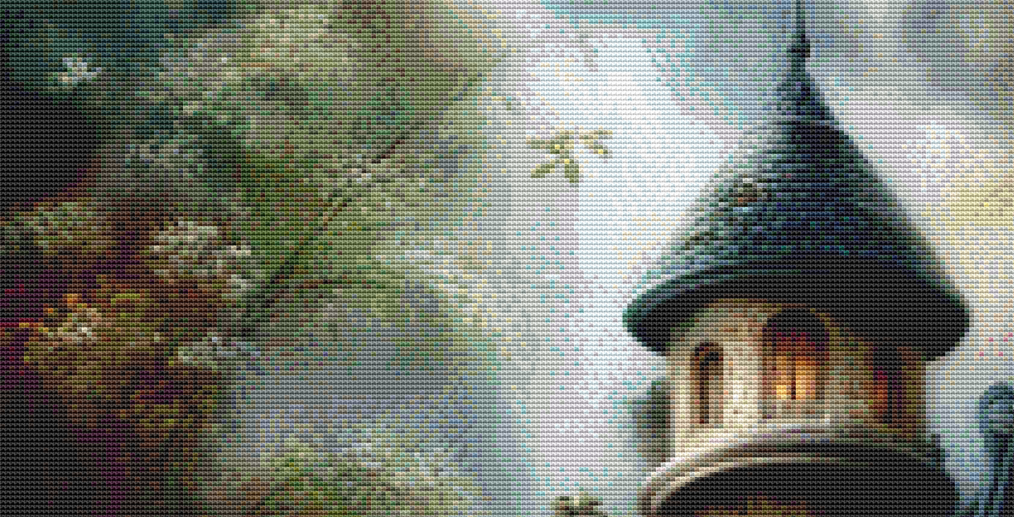Twilight Manor cross stitch pattern by Sassy E. Boutique