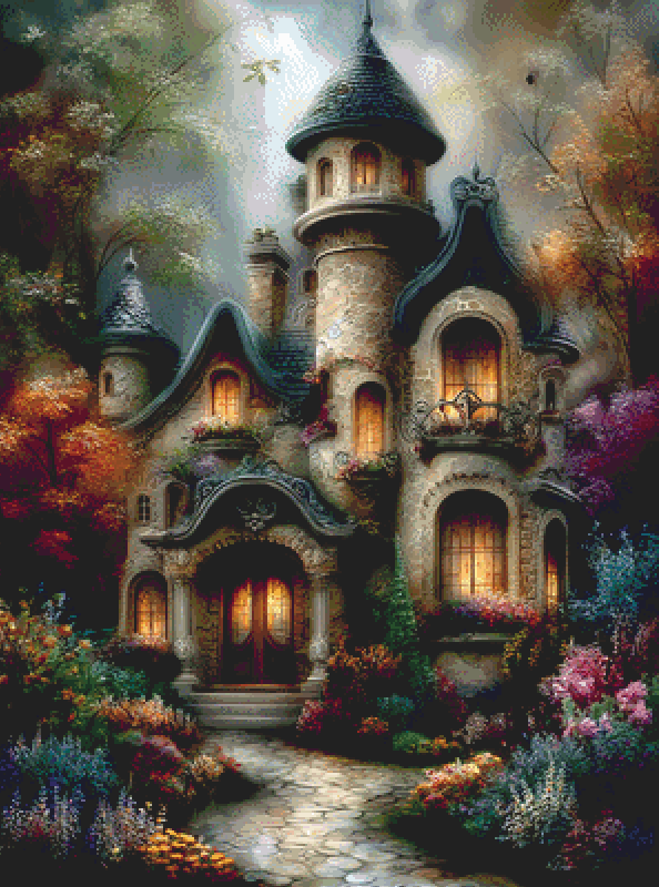 Twilight Manor cross stitch pattern by Sassy E. Boutique