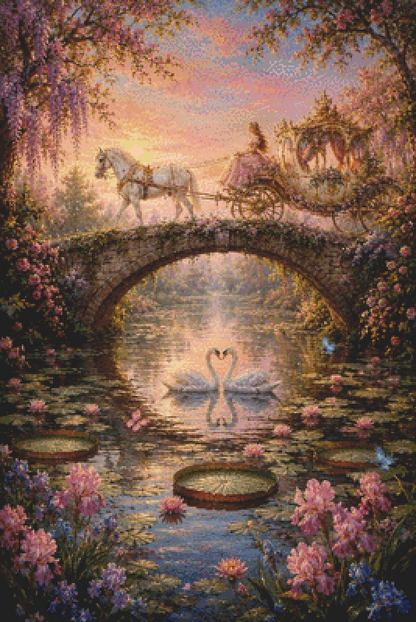 "Twilight Ride Over the Lily Pond" cross stitch pattern by Eder Jose Rosa