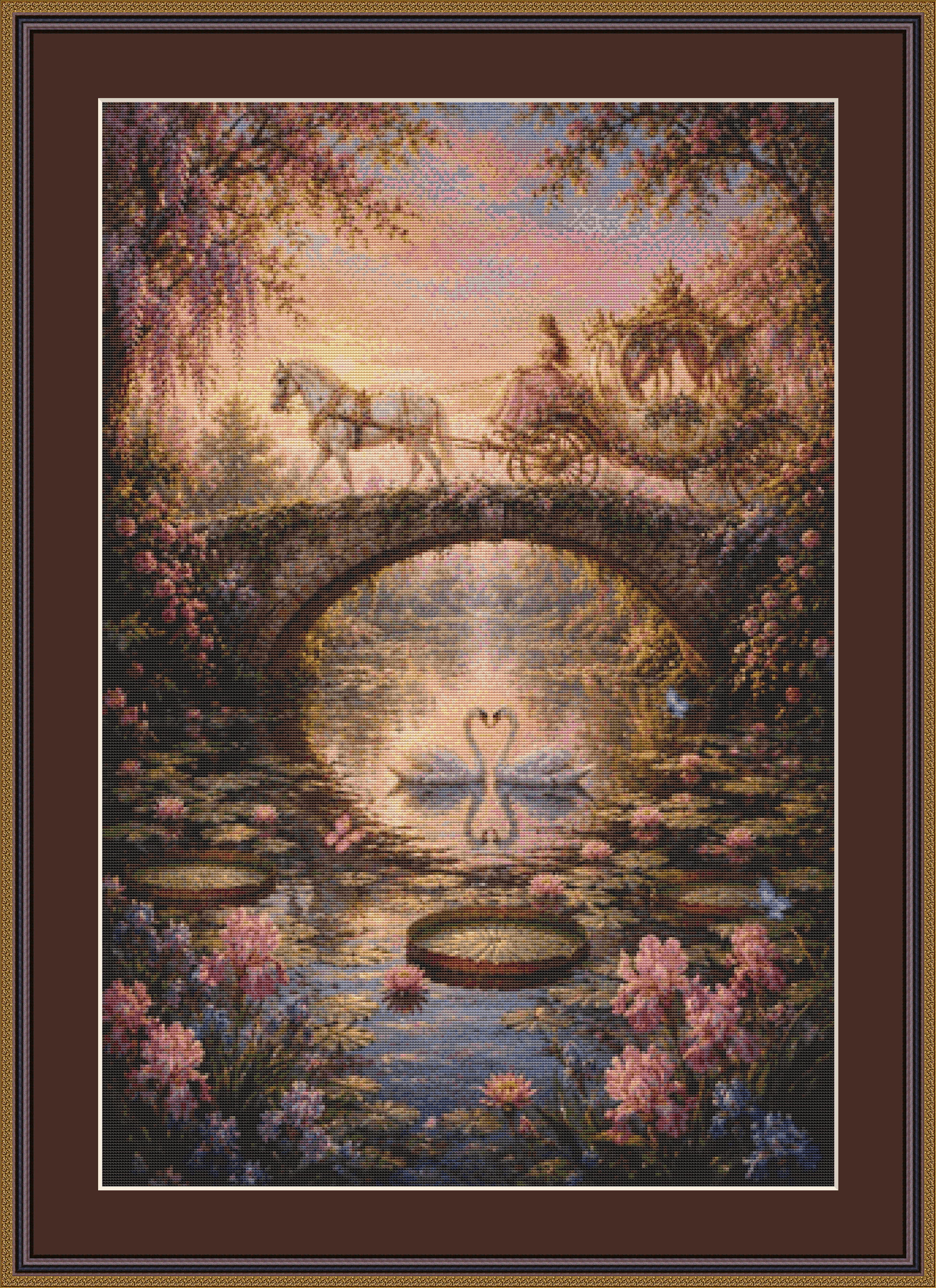 "Twilight Ride Over the Lily Pond" cross stitch pattern by Eder Jose Rosa