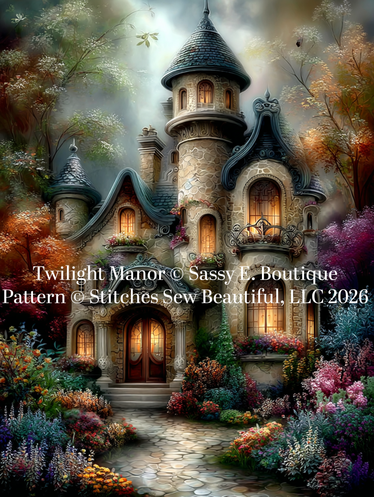 Twilight Manor cross stitch pattern by Sassy E. Boutique