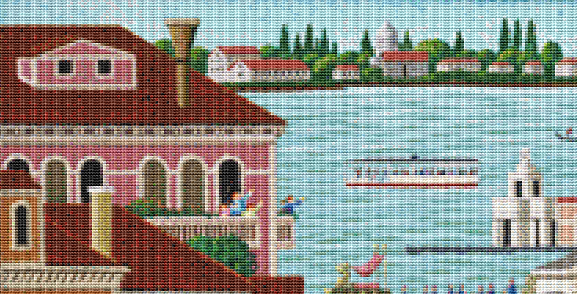 "Venice Boat Parade" cross stitch pattern by Heronim Licensed by Ansada Licensing Group, LLC