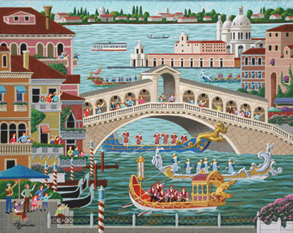 "Venice Boat Parade" cross stitch pattern by Heronim Licensed by Ansada Licensing Group, LLC