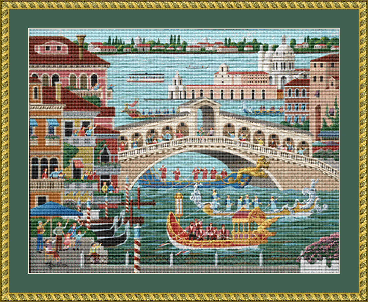 "Venice Boat Parade" cross stitch pattern by Heronim Licensed by Ansada Licensing Group, LLC