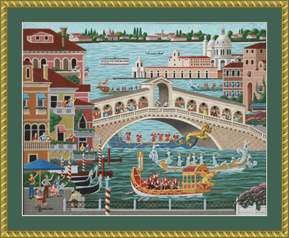 "Venice Boat Parade" cross stitch pattern by Heronim Licensed by Ansada Licensing Group, LLC