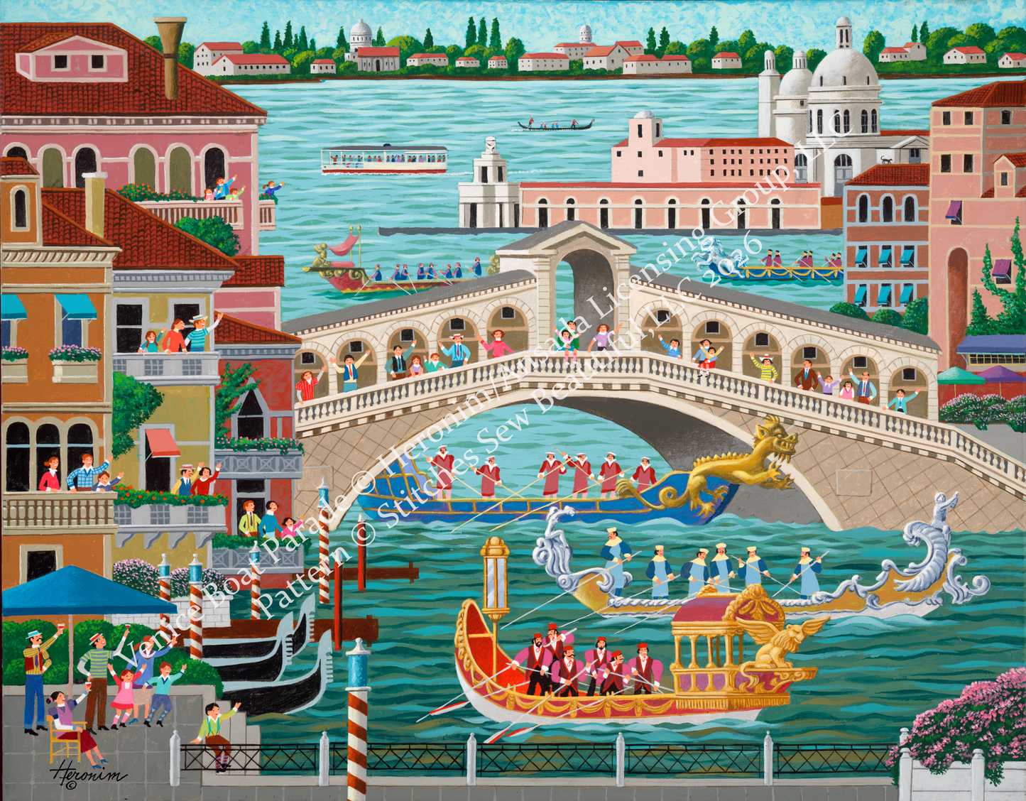"Venice Boat Parade" cross stitch pattern by Heronim Licensed by Ansada Licensing Group, LLC