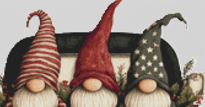 Vintage Christmas Gnomes (Ornament) counted cross stitch pattern by 168 Digital Art Co.