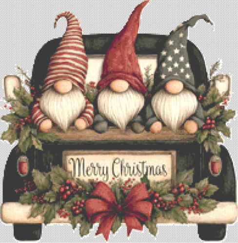 Vintage Christmas Gnomes (Ornament) counted cross stitch pattern by 168 Digital Art Co.