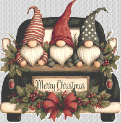 Vintage Christmas Gnomes (Ornament) counted cross stitch pattern by 168 Digital Art Co.