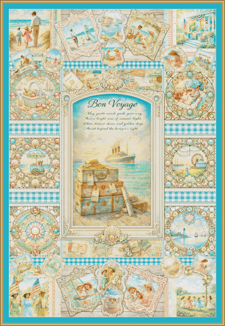 Vintage Summer Collage (With Poem) MSMC cross stitch pattern by Mystic Vision Gallery