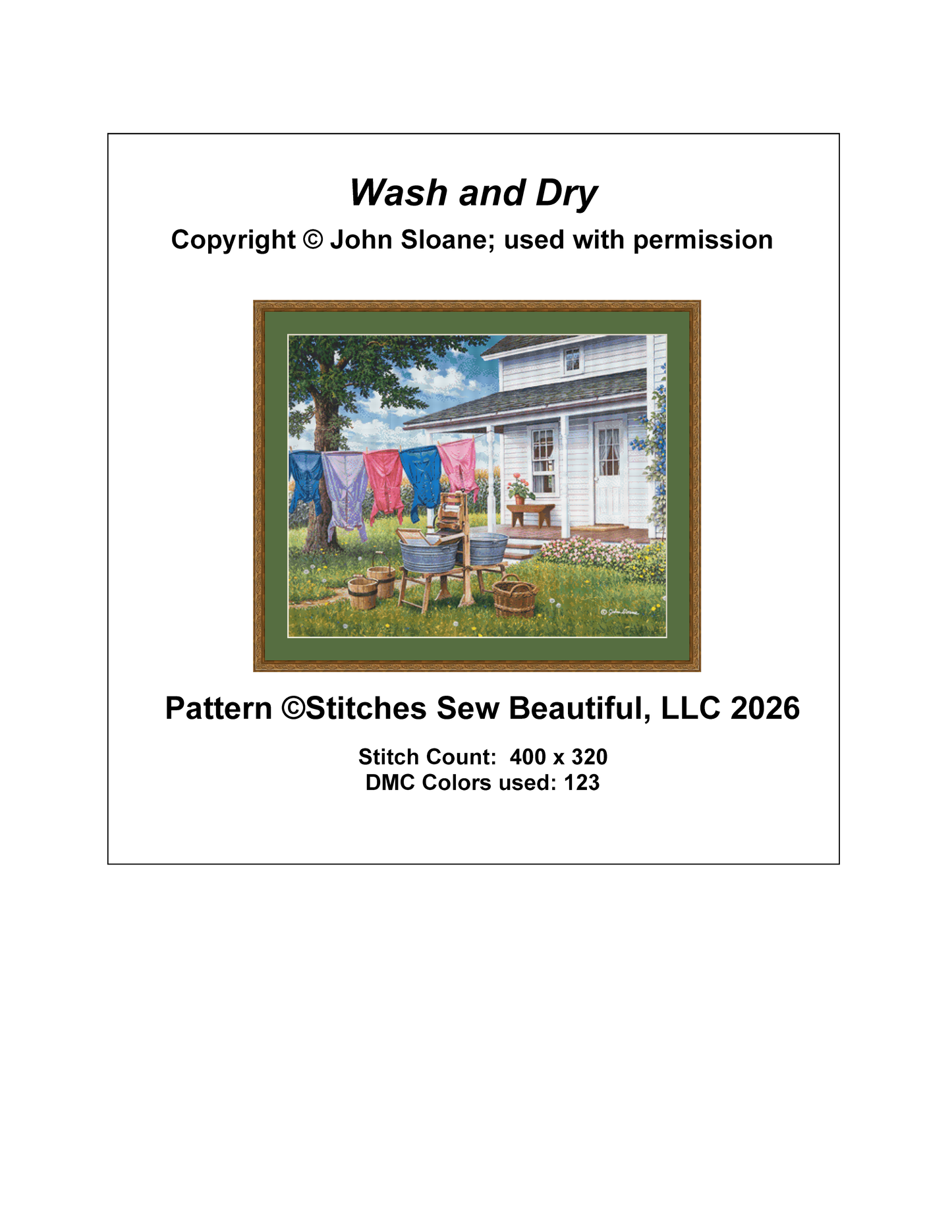 Wash and Dry counted cross stitch pattern Copyright © John Sloane, used with permission