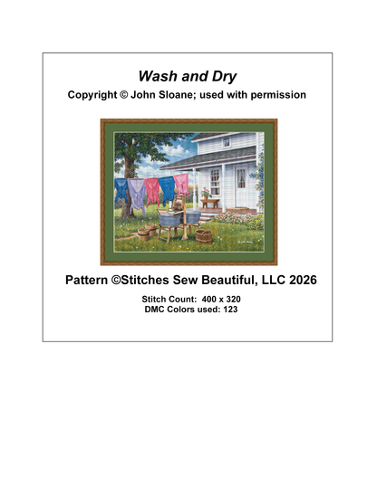 Wash and Dry counted cross stitch pattern Copyright © John Sloane, used with permission