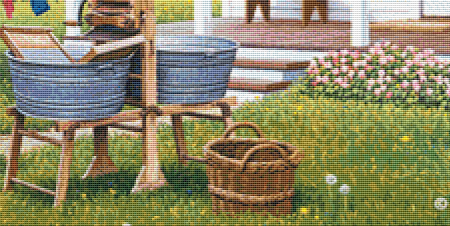 Wash and Dry counted cross stitch pattern Copyright © John Sloane, used with permission