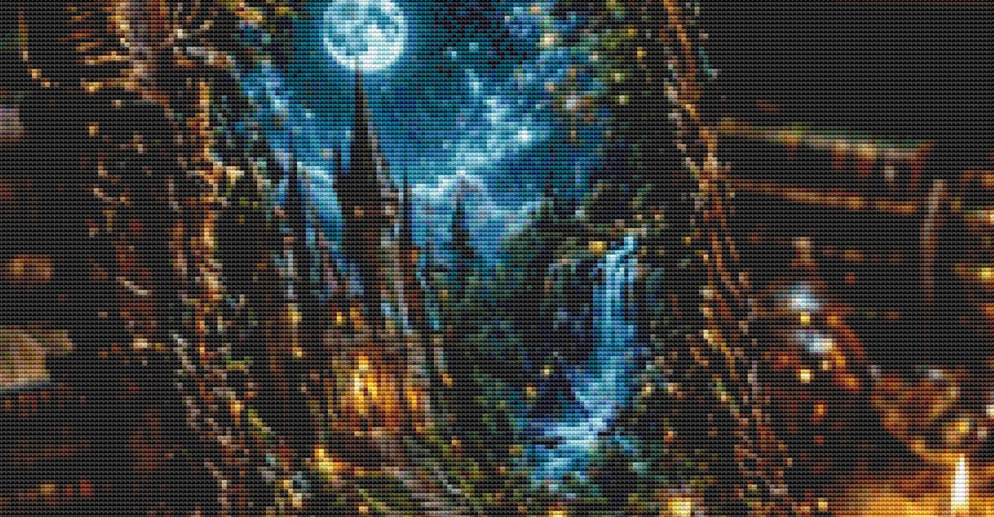 Where Stories Open Into Living Magic counted cross stitch pattern by Ian's AI Art