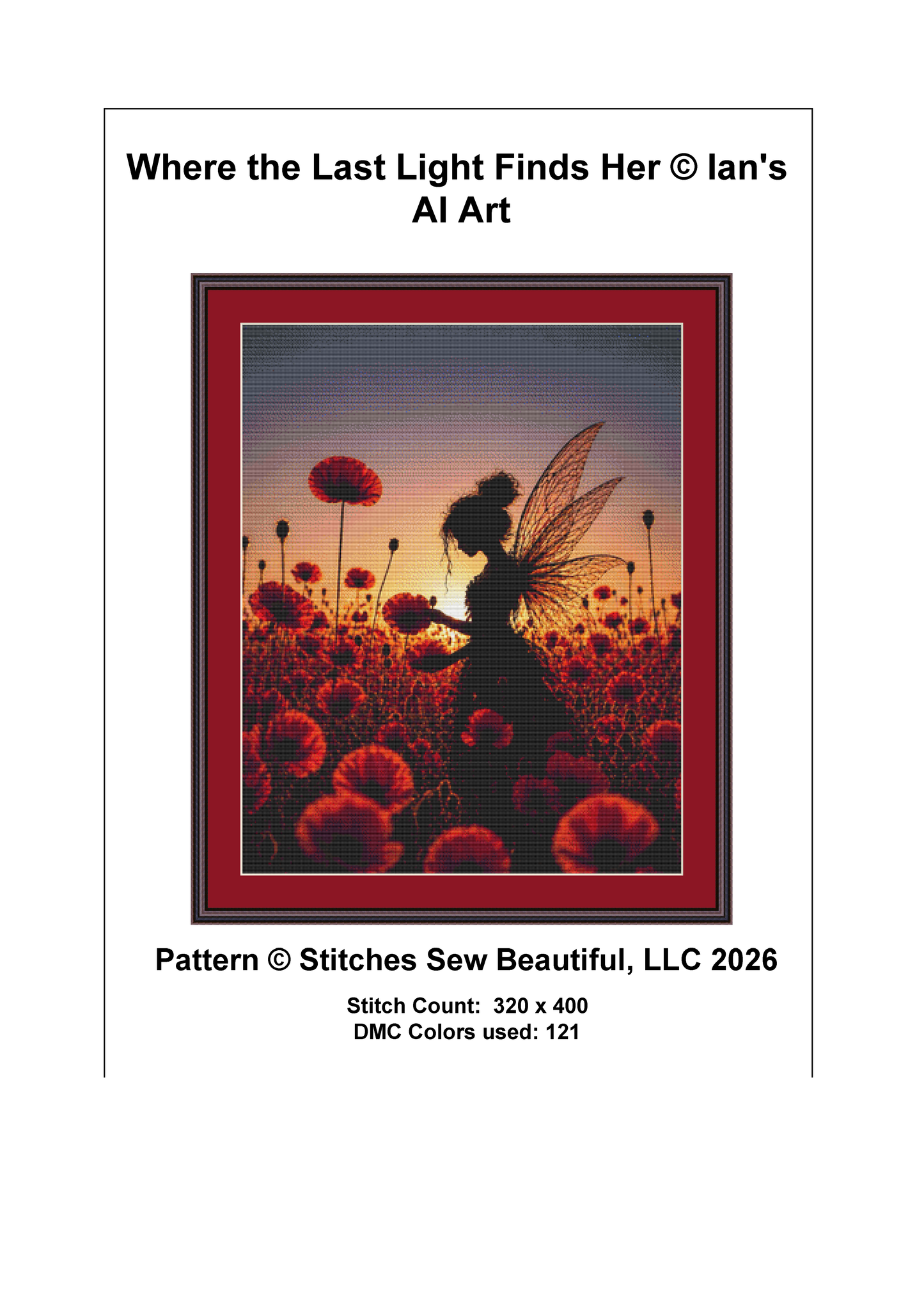 Where the Last Light Finds Her cross stitch pattern by Ian's AI Art