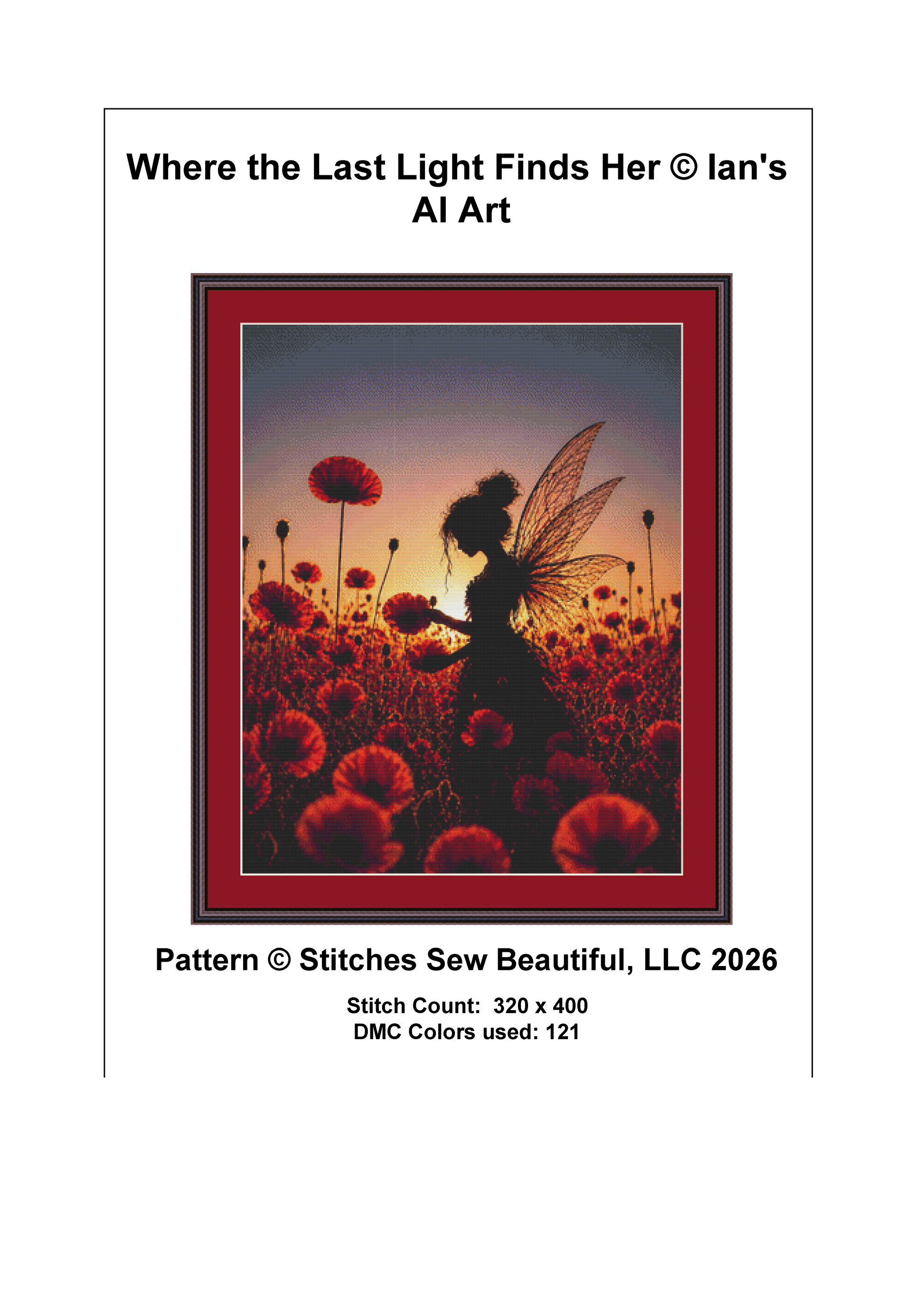 Where the Last Light Finds Her cross stitch pattern by Ian's AI Art