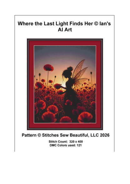 Where the Last Light Finds Her cross stitch pattern by Ian's AI Art