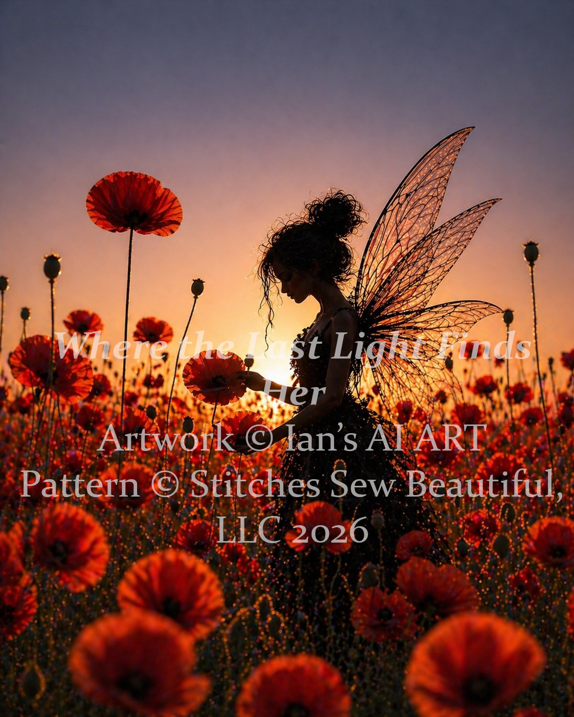 Where the Last Light Finds Her cross stitch pattern by Ian's AI Art
