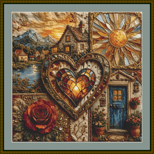 "Heart of The Village" cross stitch pattern by World of Love Hearts