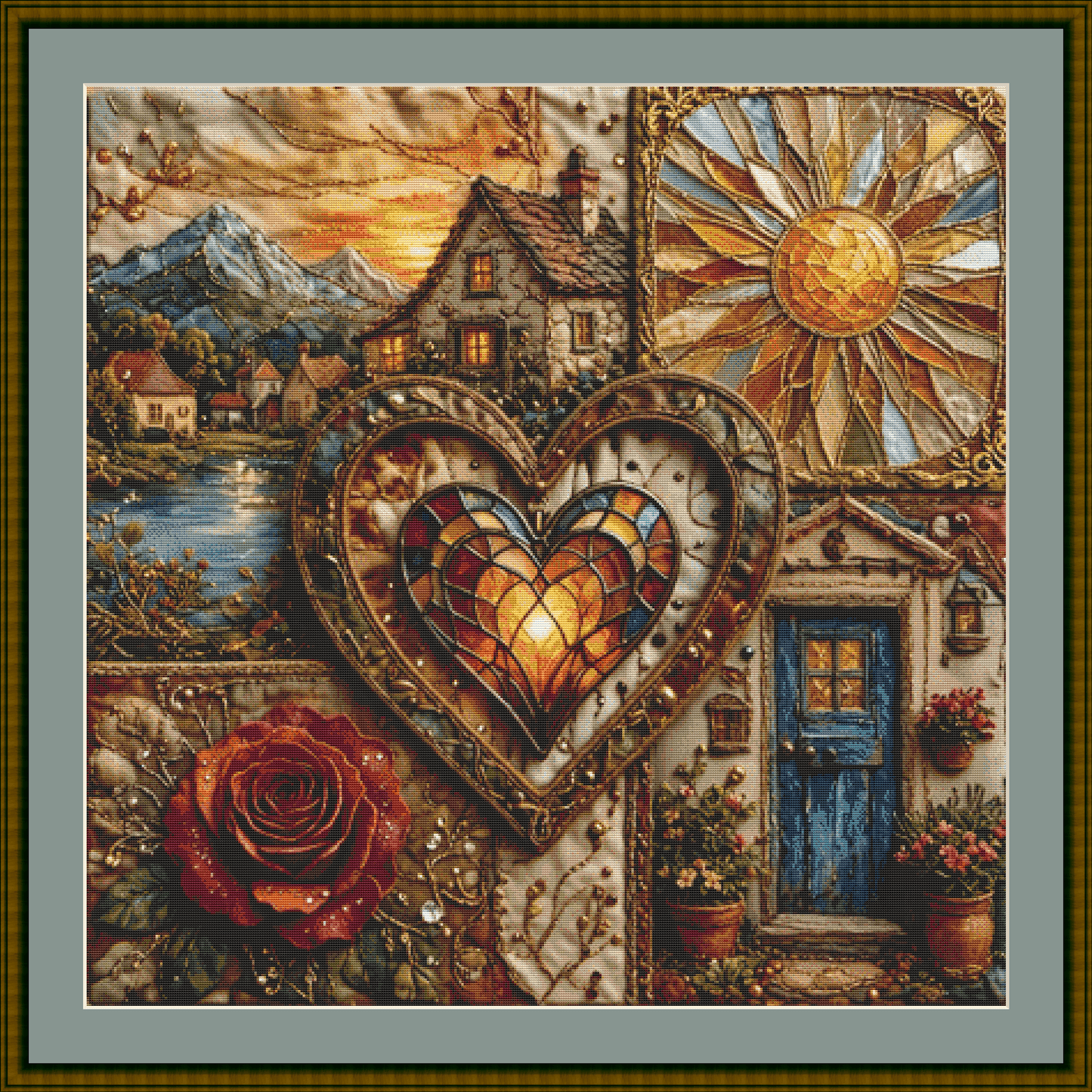"Heart of The Village" cross stitch pattern by World of Love Hearts