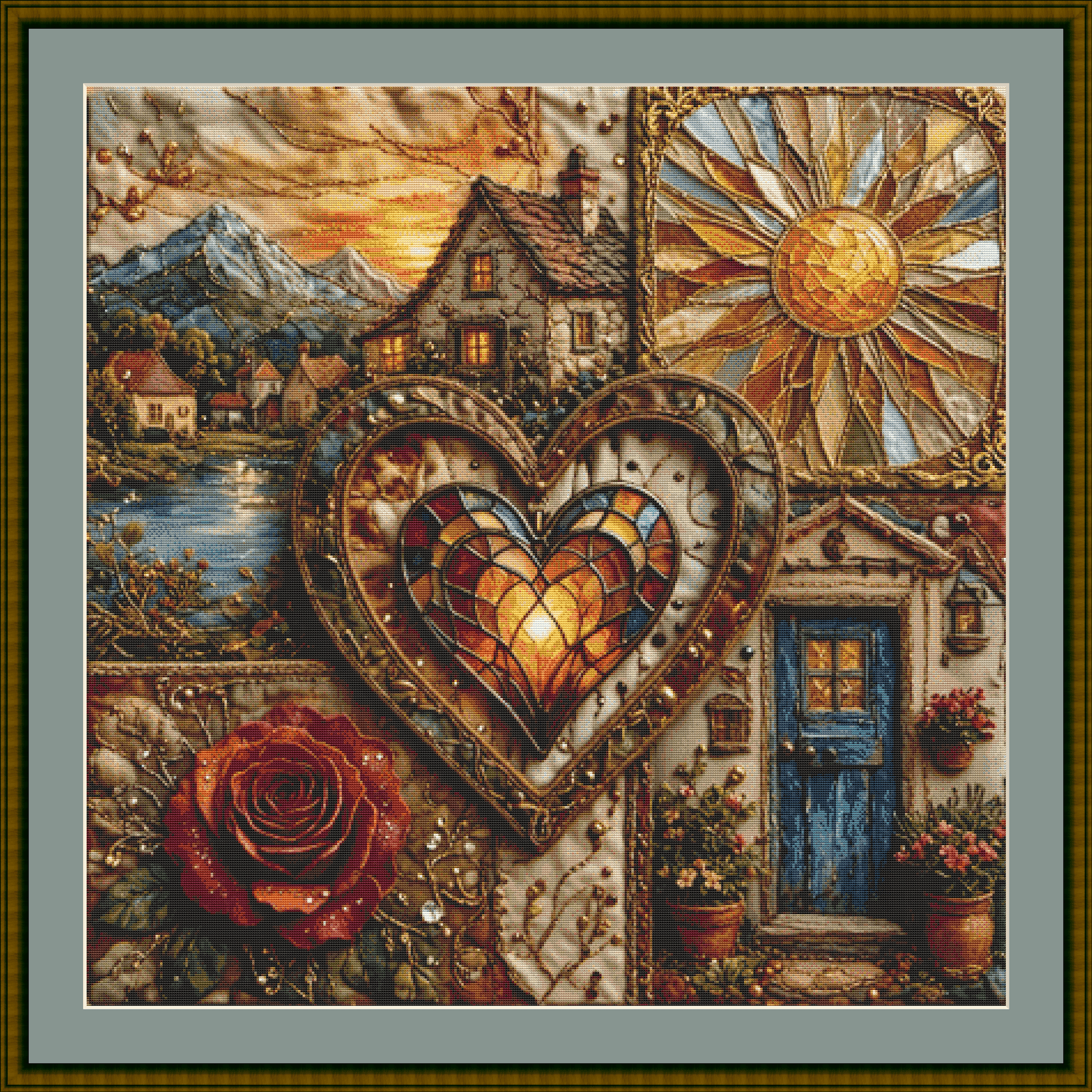 "Heart of The Village" cross stitch pattern by World of Love Hearts