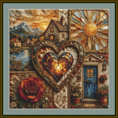"Heart of The Village" cross stitch pattern by World of Love Hearts