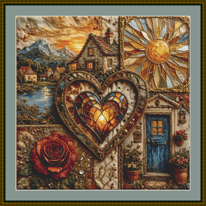 "Heart of The Village" cross stitch pattern by World of Love Hearts